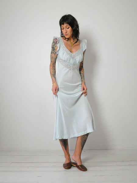 1950's Powder Blue Bias Slip Dress