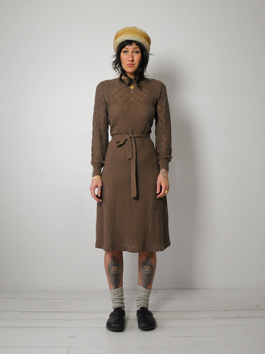 1970's Athena Pointelle Knit Dress