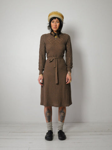 1970's Athena Pointelle Knit Dress