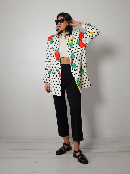 1980's Polka Dot & Rose Blazer