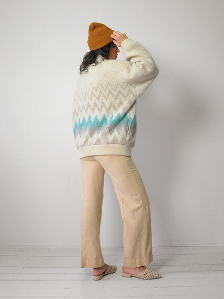 1980's Scandinavian Striped Sweater Coat