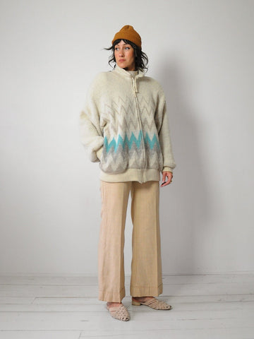 1980's Scandinavian Striped Sweater Coat