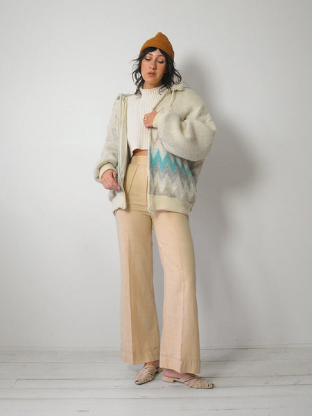 1980's Scandinavian Striped Sweater Coat
