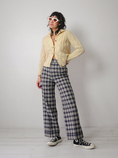 1970's Tartan Plaid Wide Leg Pants 28x29