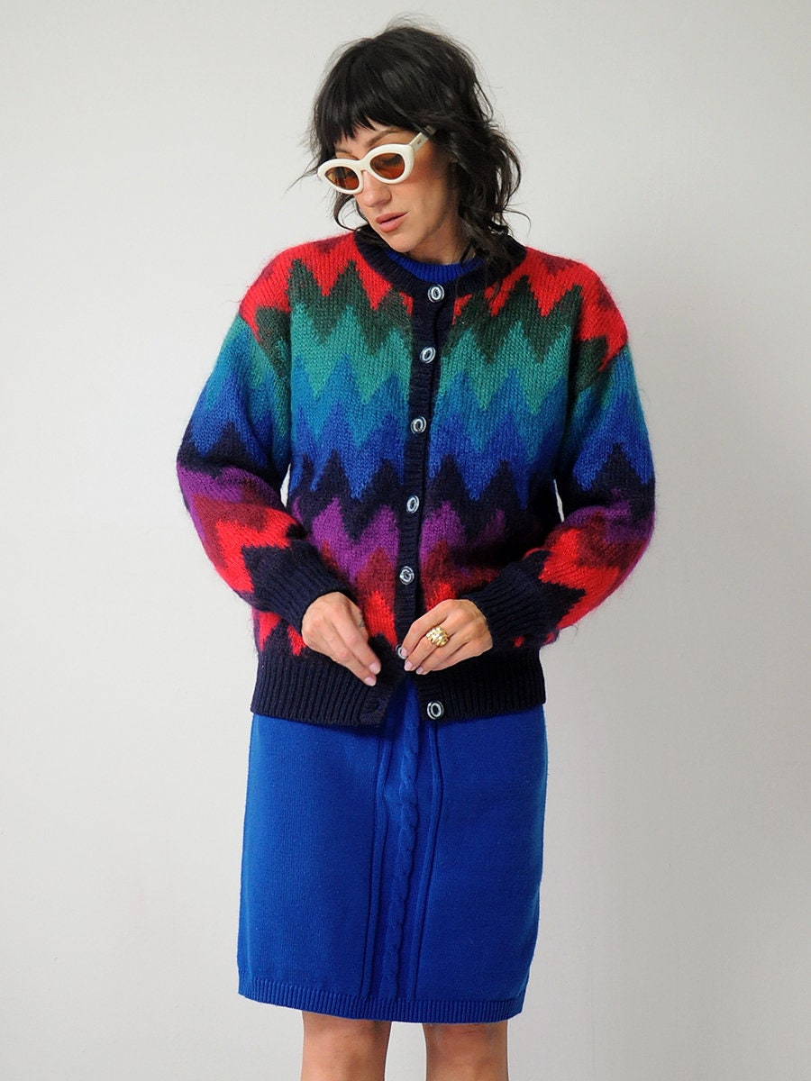 90's Rainbow Mohair Stripe Cardigan