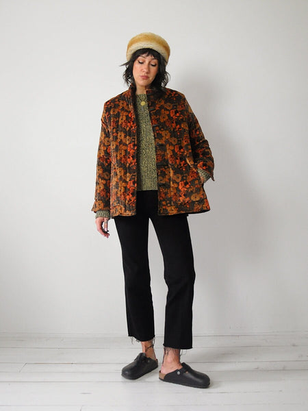1970's Velvet Floral Quilted Jacket