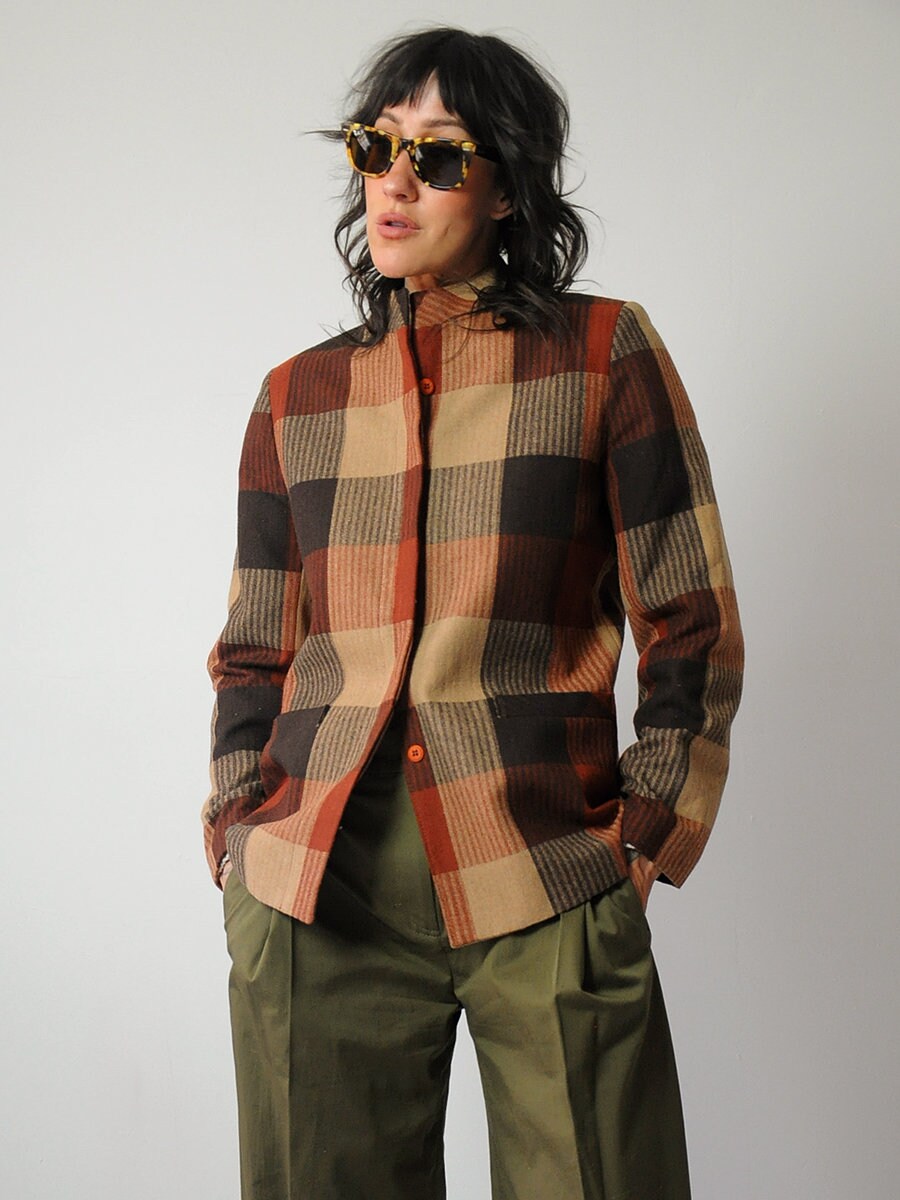 1980's Wool Plaid Blazer Jacket