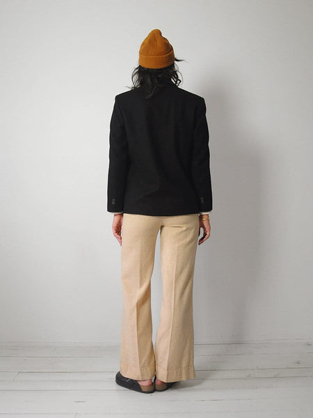1980's Minimal Leather Trim Blazer