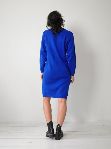 1980's Cobalt Cableknit Sweater Dress