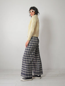 1970's Tartan Plaid Wide Leg Pants 28x29