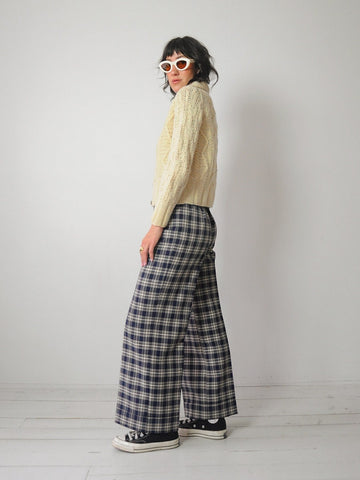 1970's Tartan Plaid Wide Leg Pants 28x29