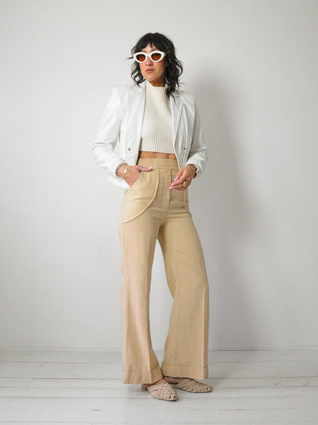 1980's White Leather Moto Jacket