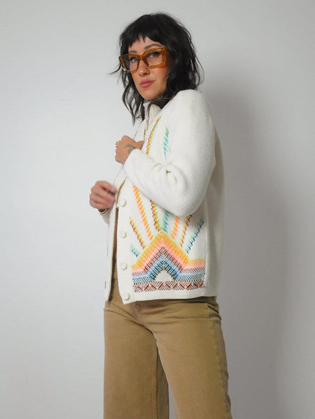 1970's Rainbow Starburst Cardigan